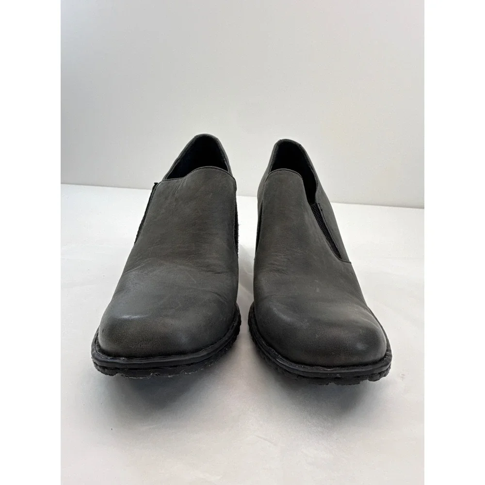Born Leather Shooties Women 9.5 Grey Slip On Block Heel Professional